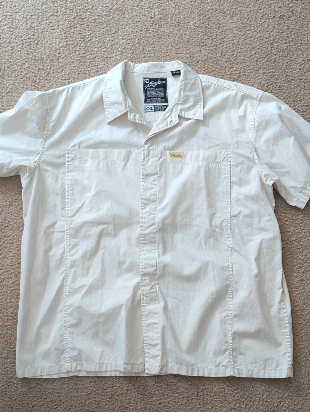 Karl Kani Men's White Short-Sleeve Button Down Shirt